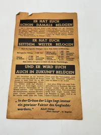 Originalt sjældent sort propaganda nedkastet fra allierede fly WW2 var forbundet med dødsstraf at besidde
