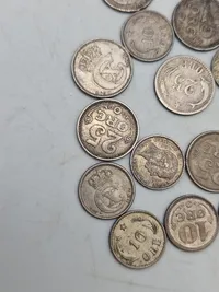 Samling danske 10 og 25 ører af sølv