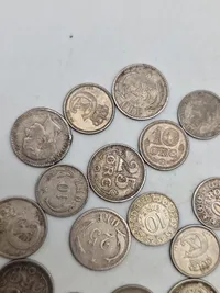 Samling danske 10 og 25 ører af sølv