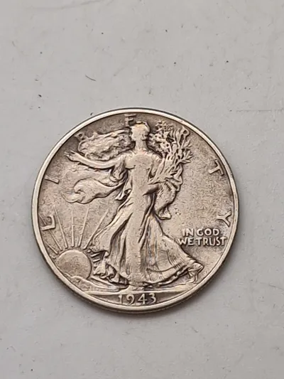 Amerikansk half dollar, 1943 med lødighed 0.900
