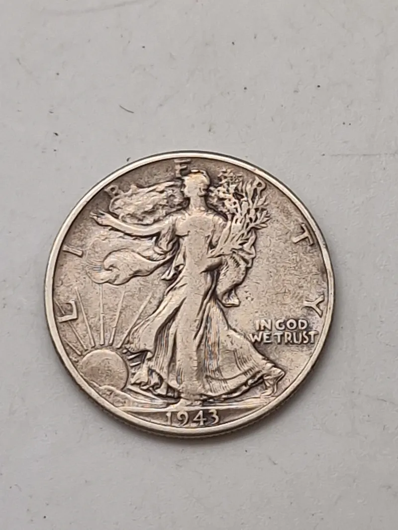 Amerikansk half dollar, 1943 med lødighed 0.900