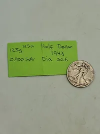 Amerikansk half dollar, 1943 med lødighed 0.900