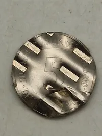 5 Mark med fejlpræg, waffled “mint error” cancelled by german mint