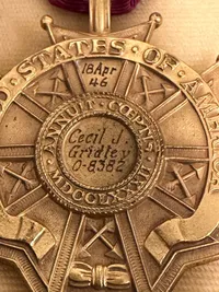 Original Navngiven US  The Legion of Merit (LOM): Oberst Cecil J Gridley (1895-1962)