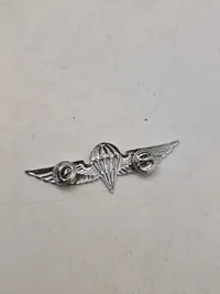 Samling diverse militære medaljer, vinger mm.
