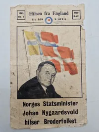 Originalt flyveblad - Hilsen fra England