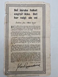 Originalt flyveblad - Hilsen fra England
