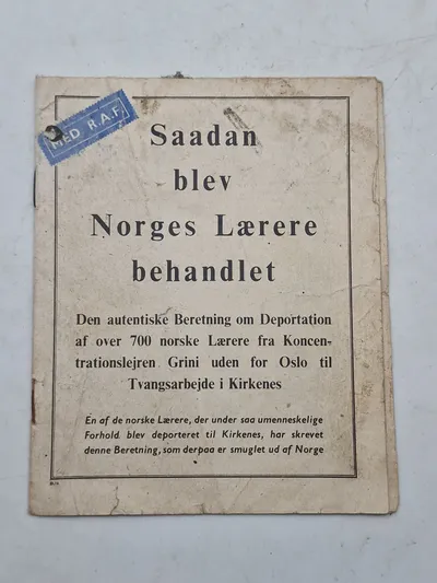 Original pjece fra lige omkring befrielsen 1945 nedkastet