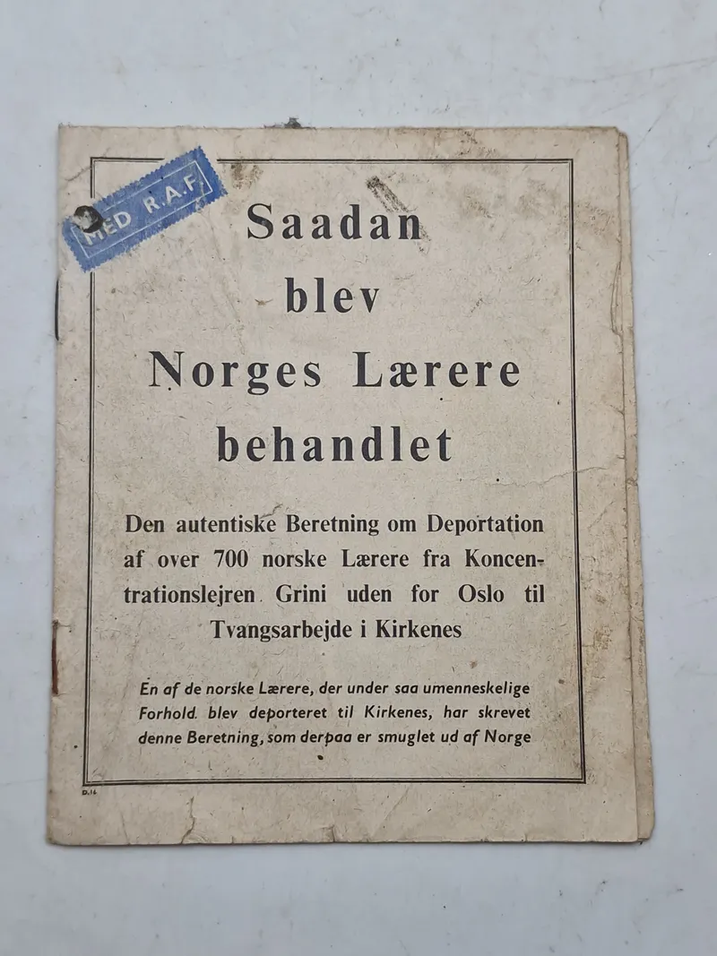 Original pjece fra lige omkring befrielsen 1945 nedkastet