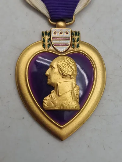 Originalt ww2 Purple Heart - navngivet