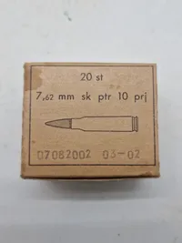 Samling diverse militære patron æsker Gevær 89 mm