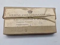 Samling diverse militære patron æsker Gevær 89 mm