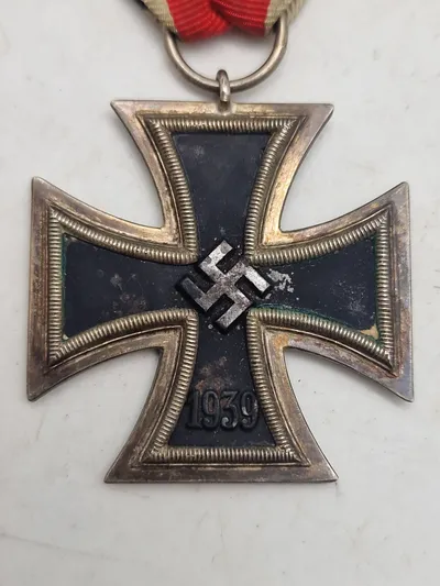 Original 1939 Iron Cross 2nd Class - 26  Three-part construction. Original black paint. Iron core. "26" maker marked to the ring (B.H. Mayer, Pforzheim)