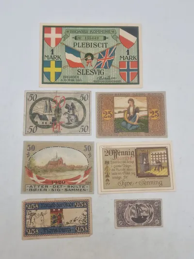 Nødpengesedler - 7 flotte fra Sønderjylland og Flensborg