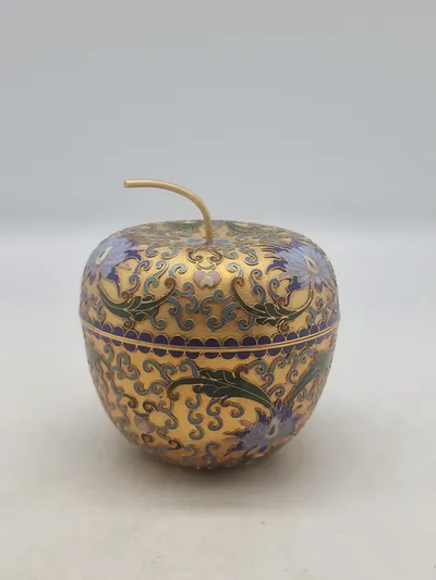 Original Vintage Chinese Gold Apple Trinket Box