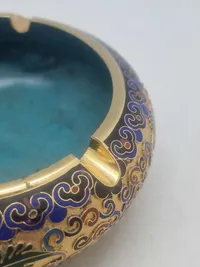 Originalt kinesisk cloisonné emalje askebæger