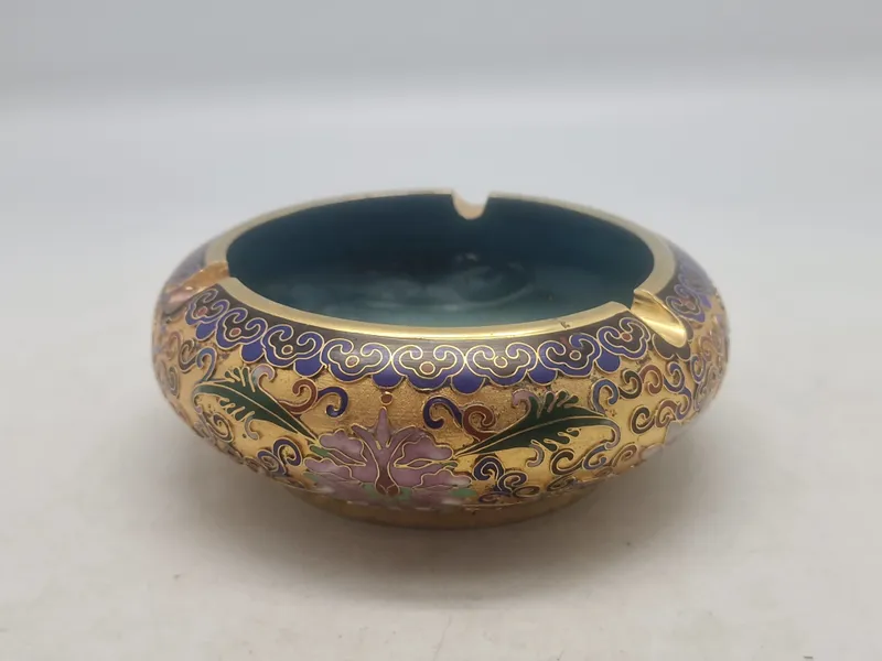 Originalt kinesisk cloisonné emalje askebæger