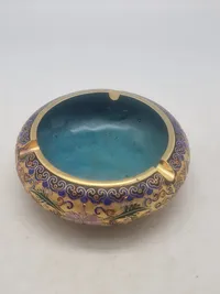Originalt kinesisk cloisonné emalje askebæger