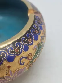 Originalt kinesisk cloisonné emalje askebæger