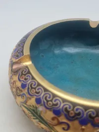 Originalt kinesisk cloisonné emalje askebæger
