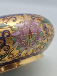Originalt kinesisk cloisonné emalje askebæger