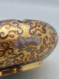 Originalt kinesisk cloisonné emalje askebæger