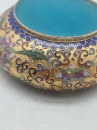 Originalt kinesisk cloisonné emalje askebæger