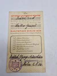 Originalt Olympiaden 1936 Adgangstilladelse