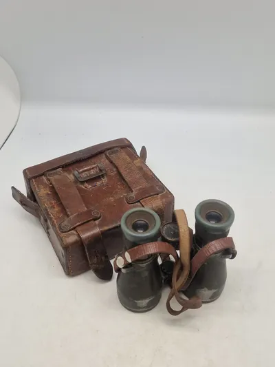 Original German Ww1 Military Binoculars Feldglas 08 With Case