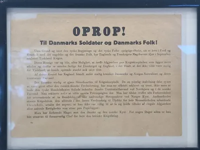 Originalt indrammet oprop fra den 9 April 1940