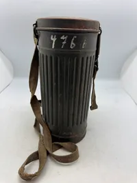 Original Komplet Tysk gasmaske, masken med grøn maling
