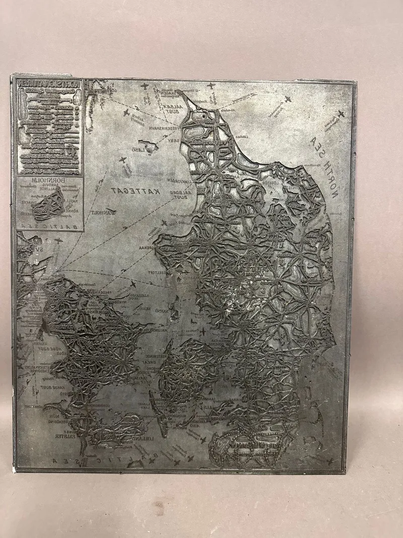 Original trykplade til landkort