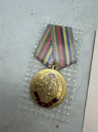 Original USSR Soviet Union / Russian Medal for the Warrior-Internationalist med tildelingsbevis
