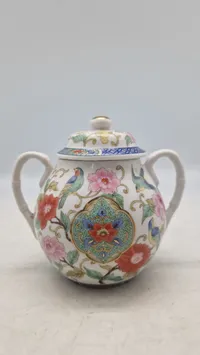 Original TAKAHASHI JAPAN Porcelain Chinoiserie Style Sugar Bowl