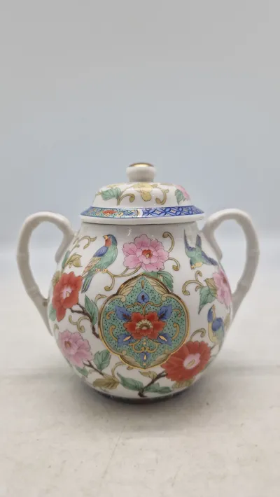 Original TAKAHASHI JAPAN Porcelain Chinoiserie Style Sugar Bowl