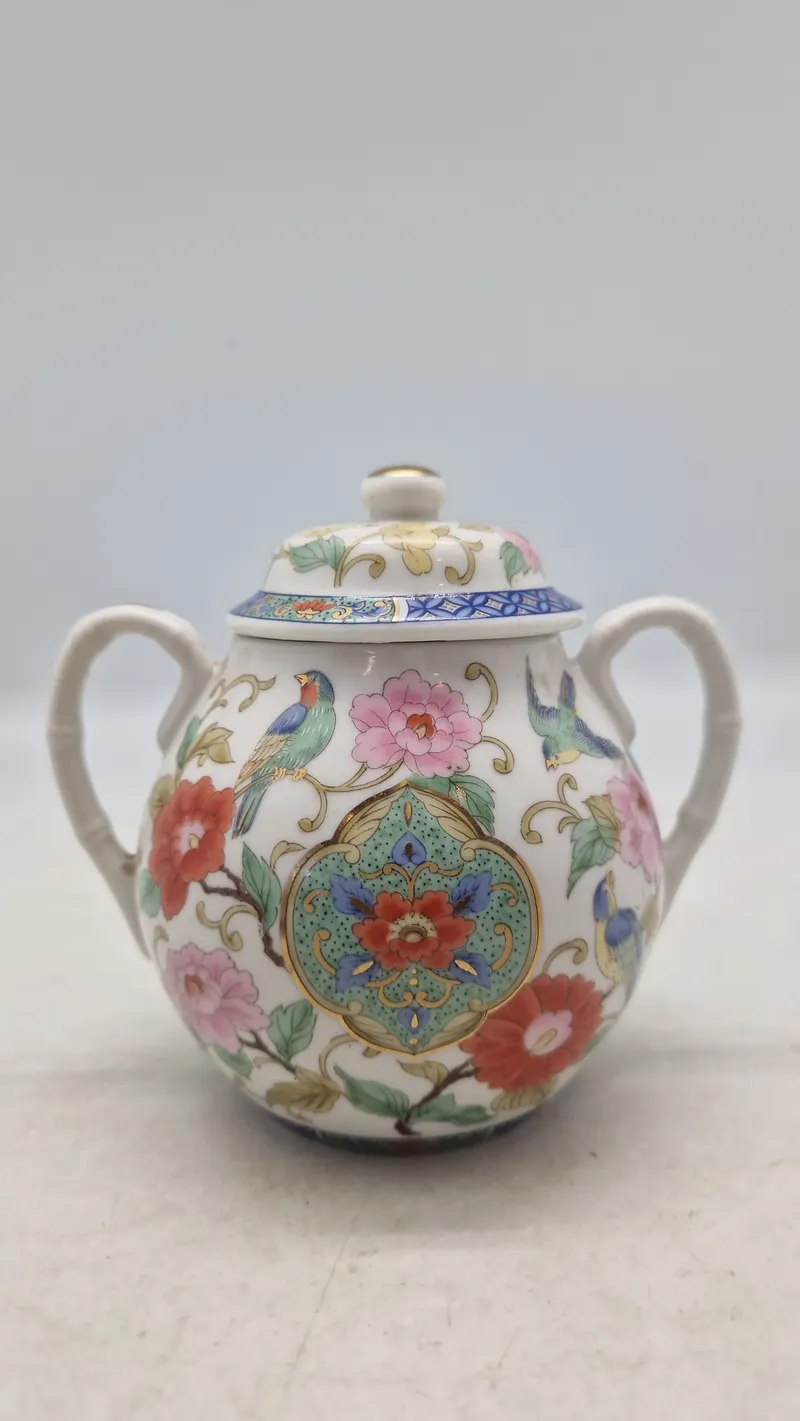 Original TAKAHASHI JAPAN Porcelain Chinoiserie Style Sugar Bowl