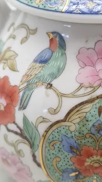 Original TAKAHASHI JAPAN Porcelain Chinoiserie Style Sugar Bowl