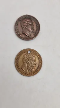 Frederick III death memorial medal og krigsdeltager medalje fra 1.slesvigske krig (miniaturer)