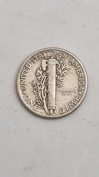 Original 1943 Mercury Dime, også kendt som en Winged Liberty Head Dime, sølv