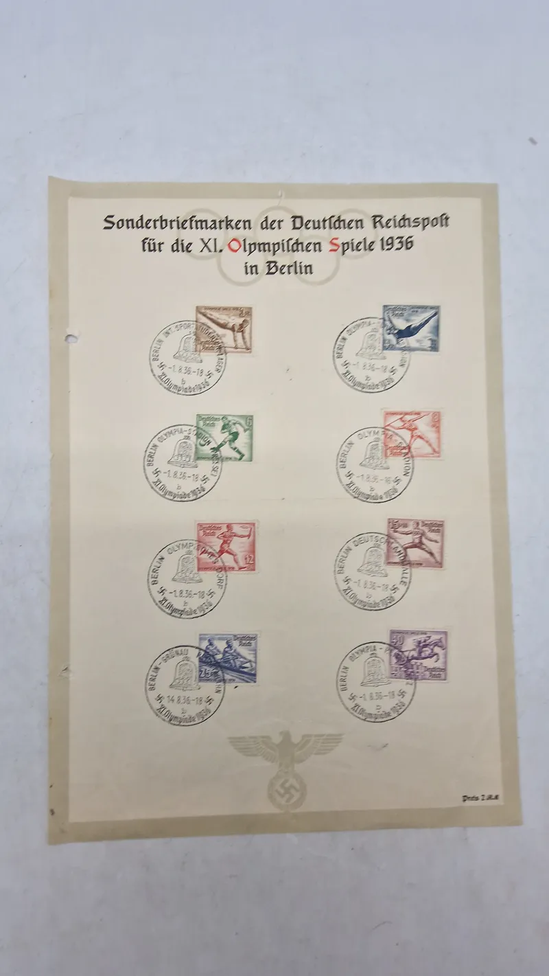 Sonderbriefmarken der Deutſchen Reichspolt für die XI. Olympischen Spiele 1936 in Berlin