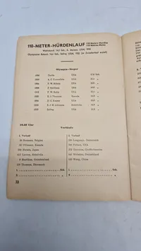 Originalt Tagesprogramm für den 5. August der XI. Olympischen Spiele in Berlin im Jahr 1936
