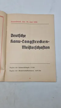 Originalt program for de tyske ro- og kanomesterskaber, der fandt sted den 18. og 19. juli 1936 på Langen See ved Grünau.
