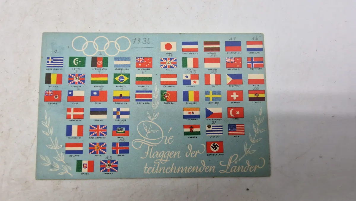Originalt tysk postkort, olympiaden 1936