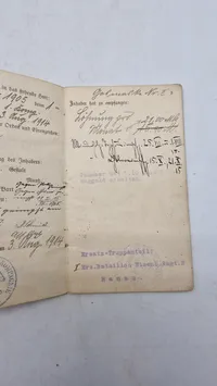 Originalt tysk Militärpas (Eisenbahn-Regiment Nr. 1.
1. Kompagnie.)