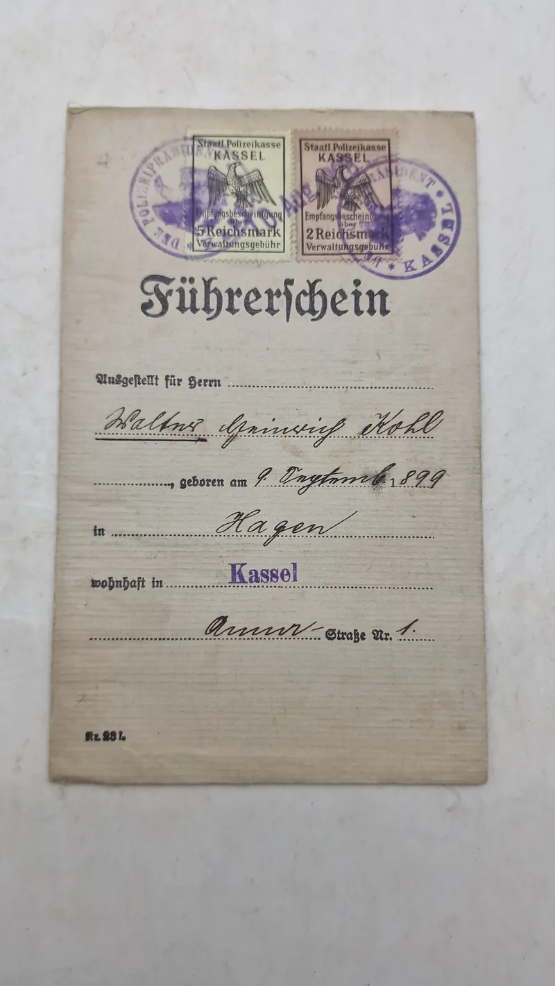 Originalt tysk tidligt kørekort
