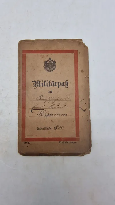 Originalt tysk Militärpaß ww1  ( Kraftfahrers Pehramm chramm)