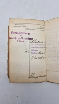 Originalt tysk Militärpaß ww1  ( Kraftfahrers Pehramm chramm)