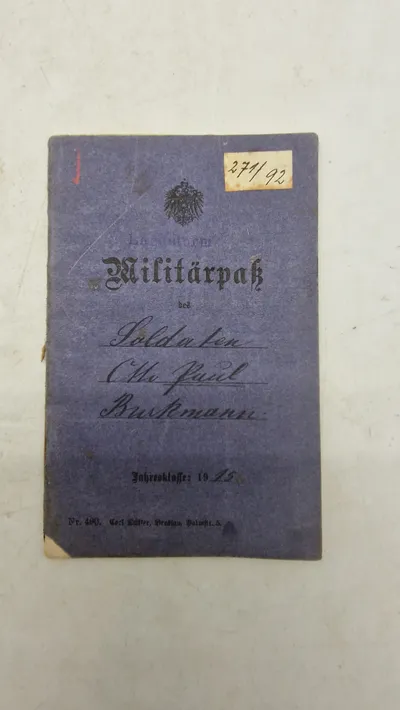 Originalt tysk Militärpas - ww1