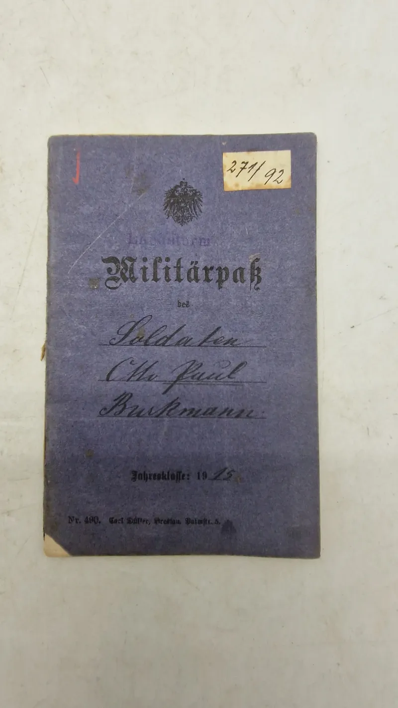 Originalt tysk Militärpas - ww1