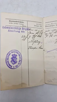 Originalt tysk Militärpas - ww1